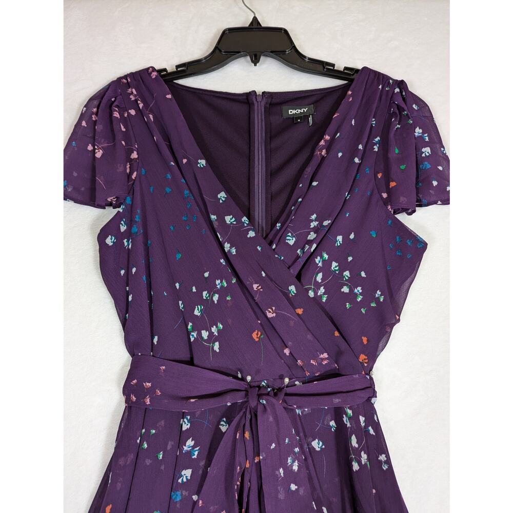 DKNY Plum chiffon Dress Sz16 B42"W37"L48" - Picture 7 of 10